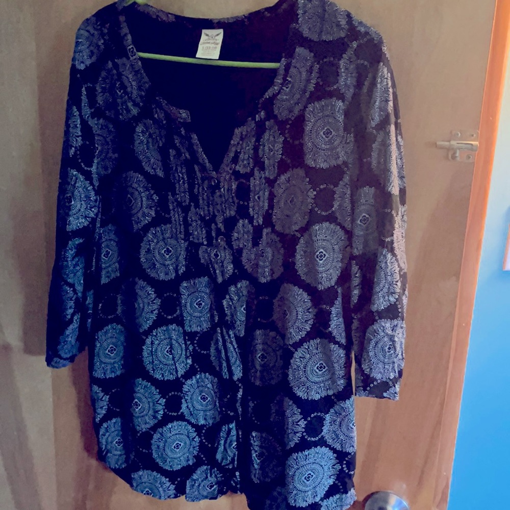 Size L, Faded Glory, black and white blouse